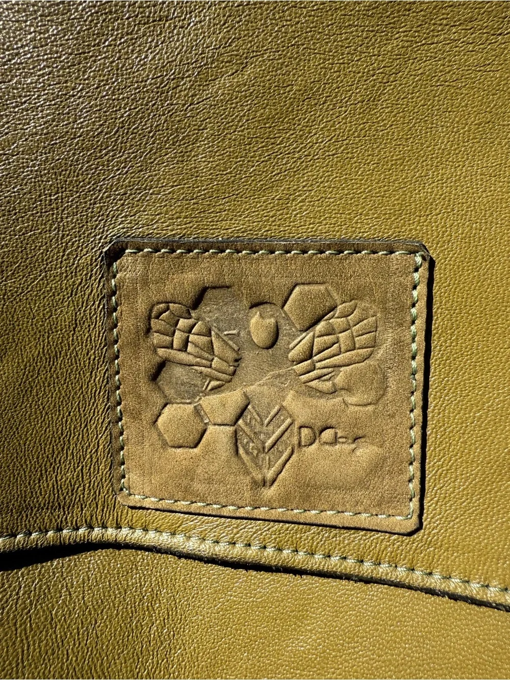 Olive Green Leather Crossbody Shoulder Bag